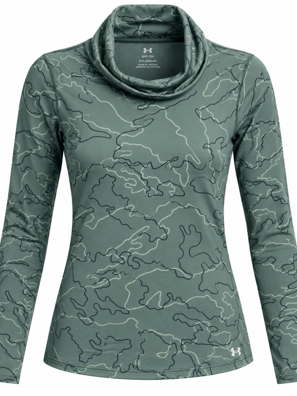 Under Armour Women’s ColdGear Funnel Neck Thermal Top Green Camo Small